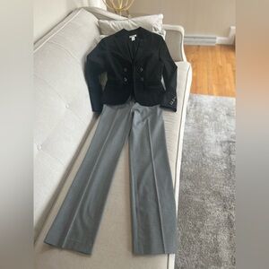 LOFT Black Blazer with Gray Wide-Leg Pants